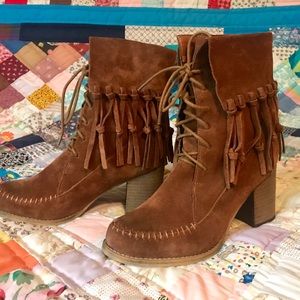 Sbicca Wagon Fringed Lace Up Boots
